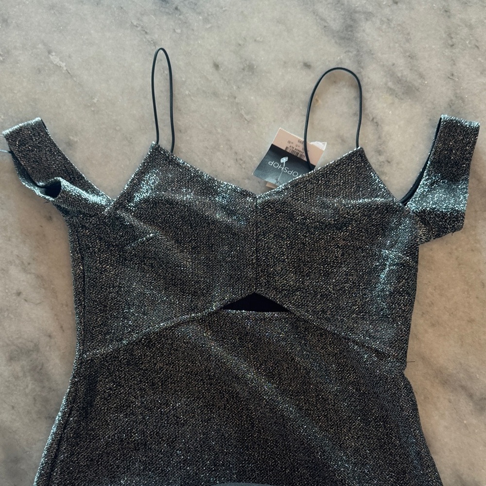 Topshop Glittering Silver Dress
